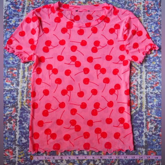 Valentine’s Day Cherry print mesh top dollhouse - Picture 2 of 4